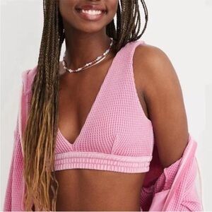 Aerie Pink Waffle Knit Bralette Medium